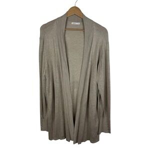 A Row Open Front Longline Cardigan Size XXL Tan Lightweight Knit Sweater Neutral